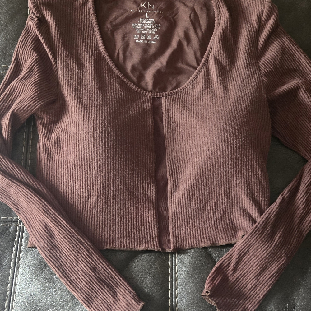 Women's Brown Ribbed Top